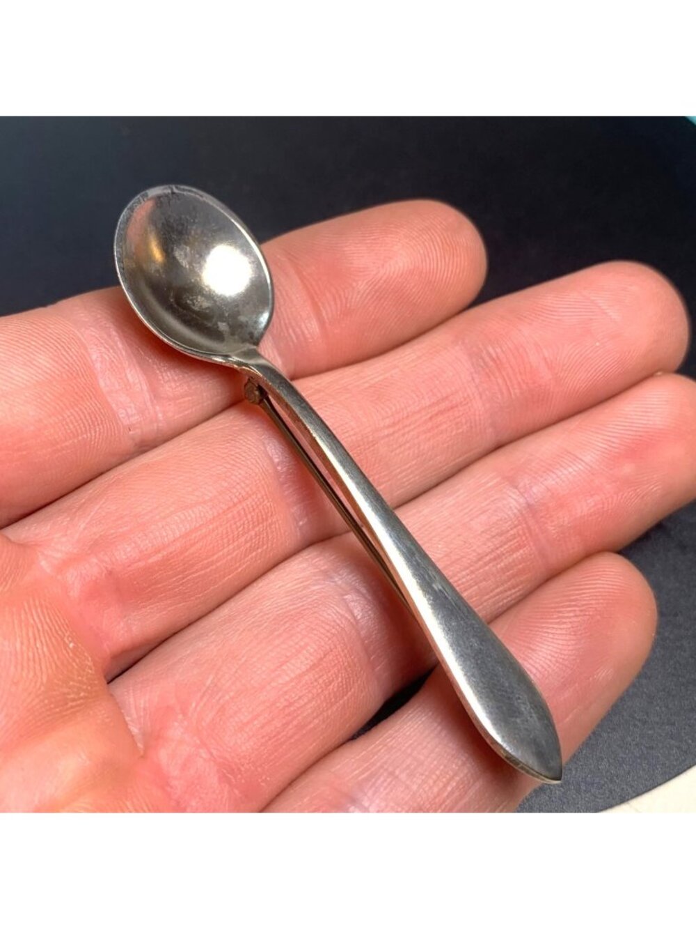 Vintage Stieff Solid Sterling Silver 925 Tiny Spoon Brooch 3" Long